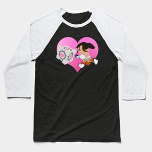 Chell Crossing - Companion Cube Baseball T-Shirt